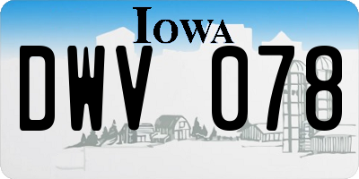 IA license plate DWV078