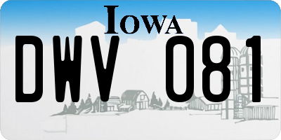 IA license plate DWV081