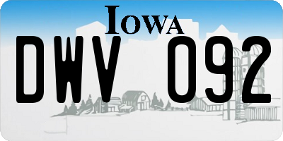 IA license plate DWV092
