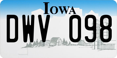 IA license plate DWV098