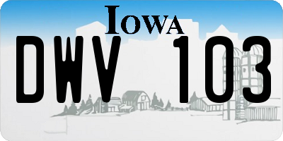 IA license plate DWV103