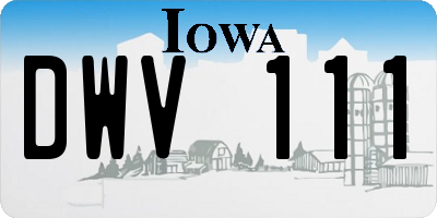 IA license plate DWV111