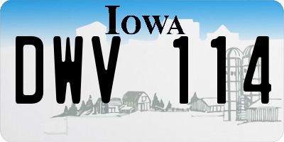 IA license plate DWV114