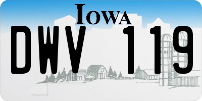 IA license plate DWV119