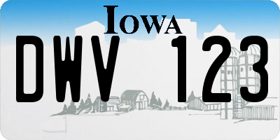 IA license plate DWV123