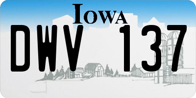 IA license plate DWV137