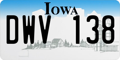 IA license plate DWV138