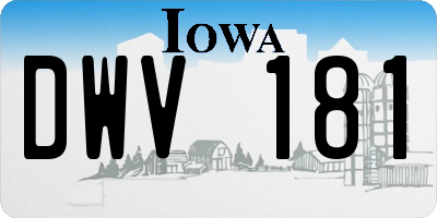 IA license plate DWV181