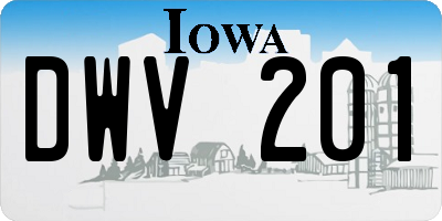 IA license plate DWV201