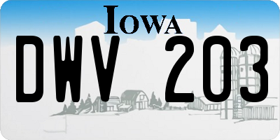 IA license plate DWV203
