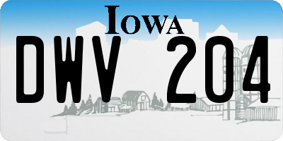 IA license plate DWV204