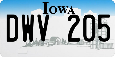 IA license plate DWV205