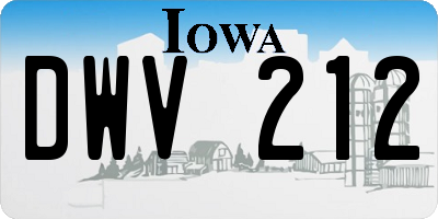 IA license plate DWV212