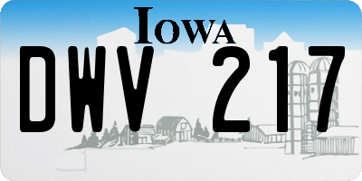 IA license plate DWV217