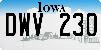 IA license plate DWV230