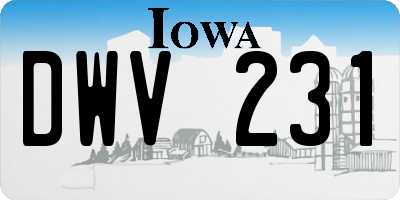 IA license plate DWV231