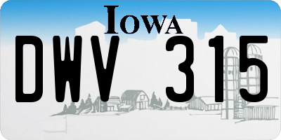 IA license plate DWV315