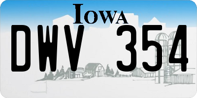 IA license plate DWV354