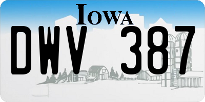 IA license plate DWV387
