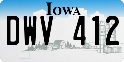 IA license plate DWV412