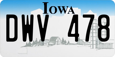 IA license plate DWV478