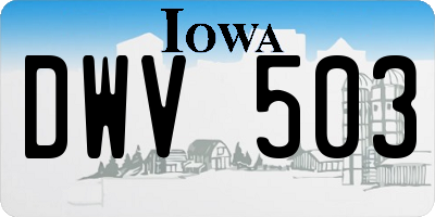 IA license plate DWV503