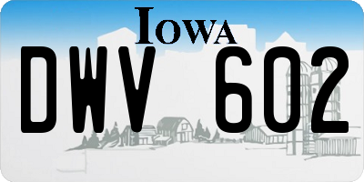 IA license plate DWV602