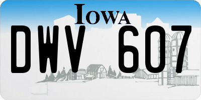 IA license plate DWV607