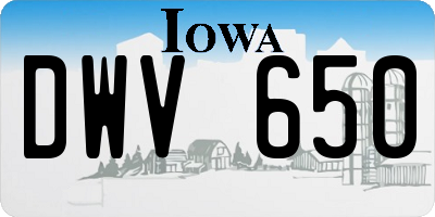 IA license plate DWV650