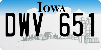 IA license plate DWV651