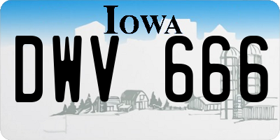 IA license plate DWV666