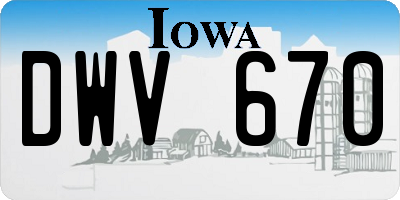 IA license plate DWV670