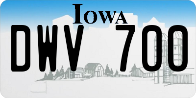 IA license plate DWV700