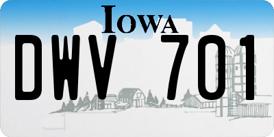 IA license plate DWV701