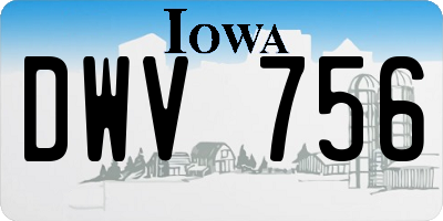 IA license plate DWV756