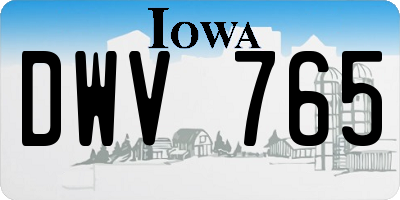 IA license plate DWV765