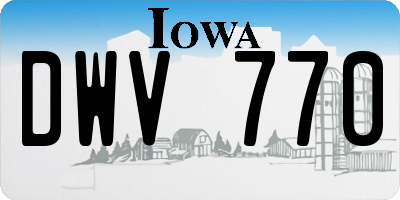 IA license plate DWV770