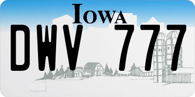 IA license plate DWV777