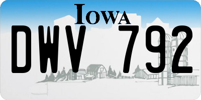 IA license plate DWV792