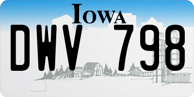 IA license plate DWV798