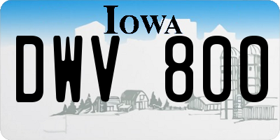 IA license plate DWV800