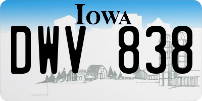 IA license plate DWV838