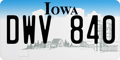 IA license plate DWV840