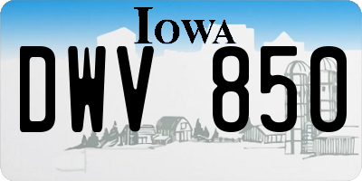 IA license plate DWV850