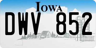 IA license plate DWV852