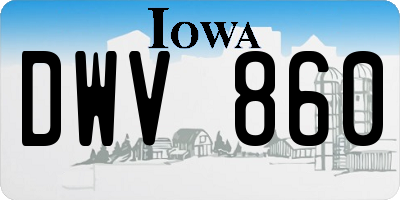 IA license plate DWV860