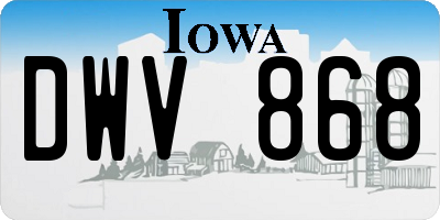 IA license plate DWV868