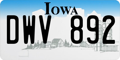 IA license plate DWV892