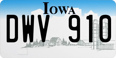 IA license plate DWV910