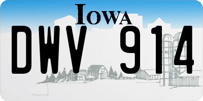 IA license plate DWV914